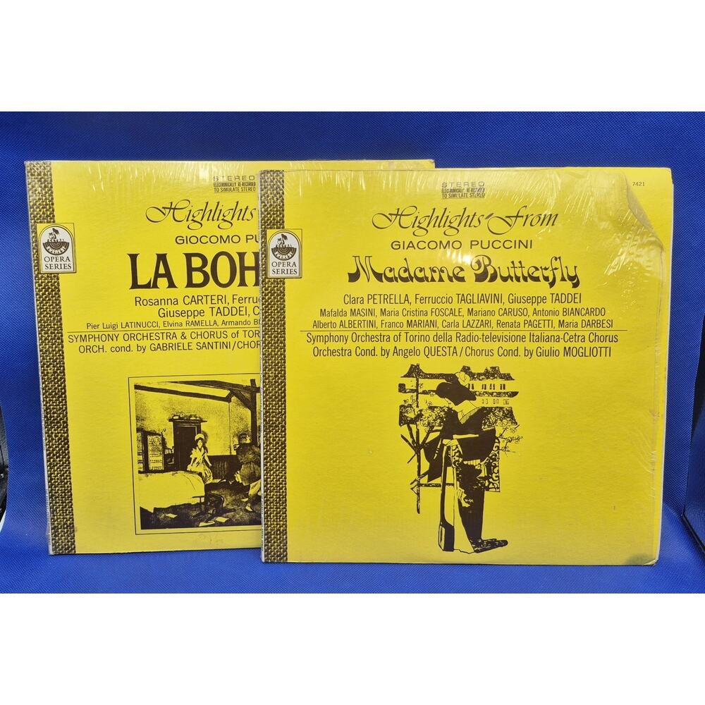 PUCCINI Highlights from La Boheme & Madam Butterfly 2 RARE Vintage LPs